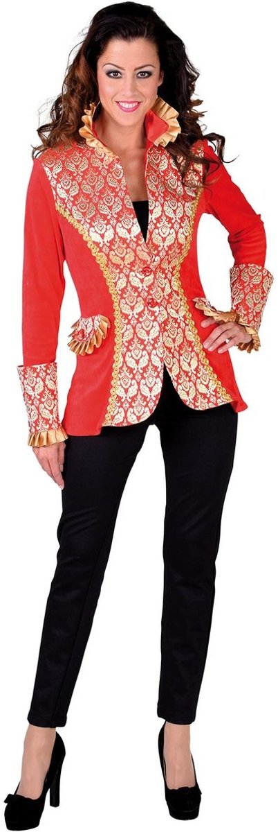 Middeleeuwen & Renaissance Kostuum | Fabuleuze Fabienne Franse Koninklijke Hof Jas Rood Vrouw | XL | Carnaval kostuum | Verkleedkleding